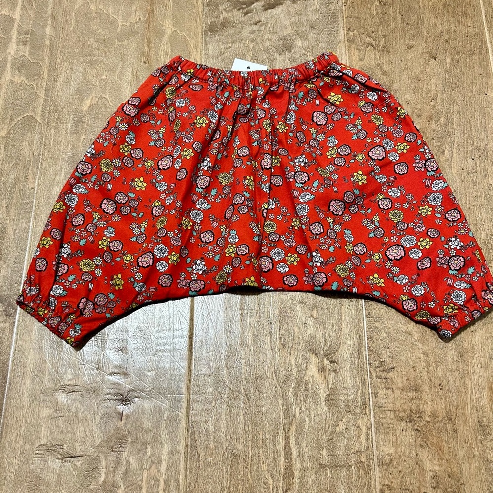 Coco Au Lait Baby Cotton Floral Pants Red Yellow White Size 9 Months NWT